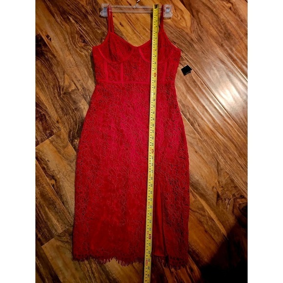 Lulus XS NWT Red Lace Spaghetti Straps contour dress. Sexy. Date Night. Party. - Picture 5 of 11